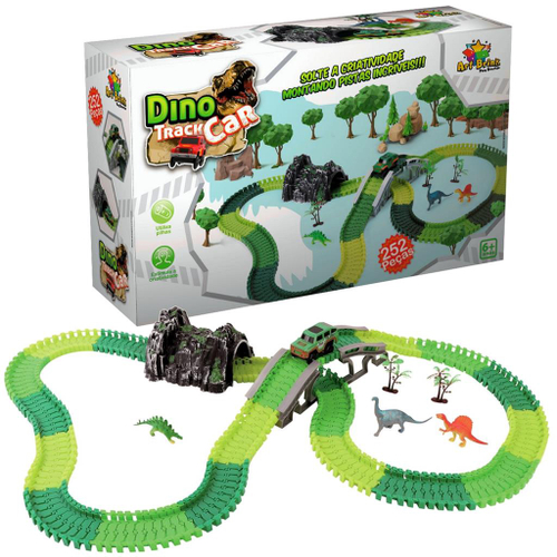 Mini Pista Track Pra Montar 26 Pcs Com 1 Carrinho Colorido