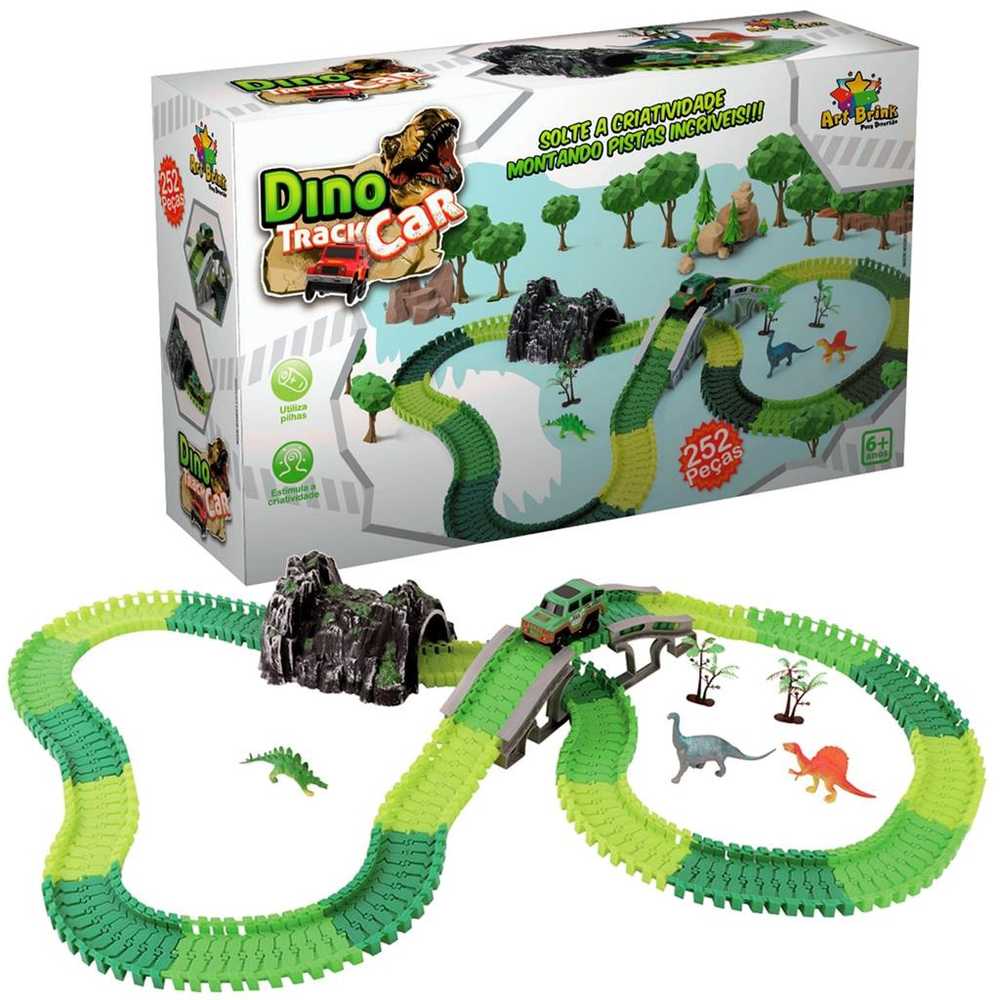 Pista Dino Dinossauro Track Car Infantil Radical Carro 252 peças T