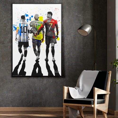 Quadro decorativo1 peça 40x60 Messi jogador de futebol para sala