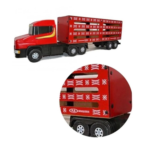 Carreta Bitrem Scania Bau Madeira Brinquedo 7eixo Cocacola