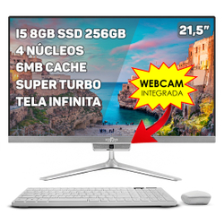 Computador Completo All In One Intel Core i5 21,5 8GB ssd 256GB 4 Núcleos Super Turbo Webcam Teclado Mouse Strong Tech Menor preço em Computador Completo All In One Intel Core i5 21,5 8GB ssd 256GB 4 Núcleos Super Turbo Webcam Teclado Mouse Strong Tech