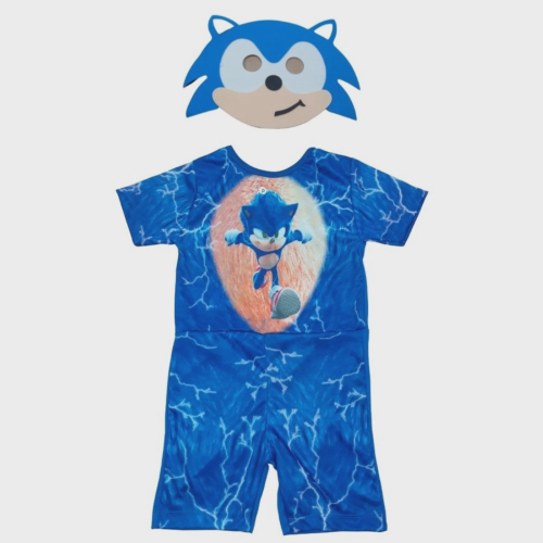 Fantasia Infantil Menino Sonic Com Máscara