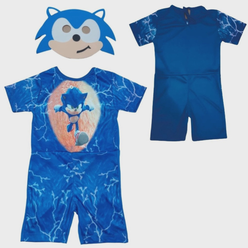 Fantasia Sonic Infantil Com Mascara