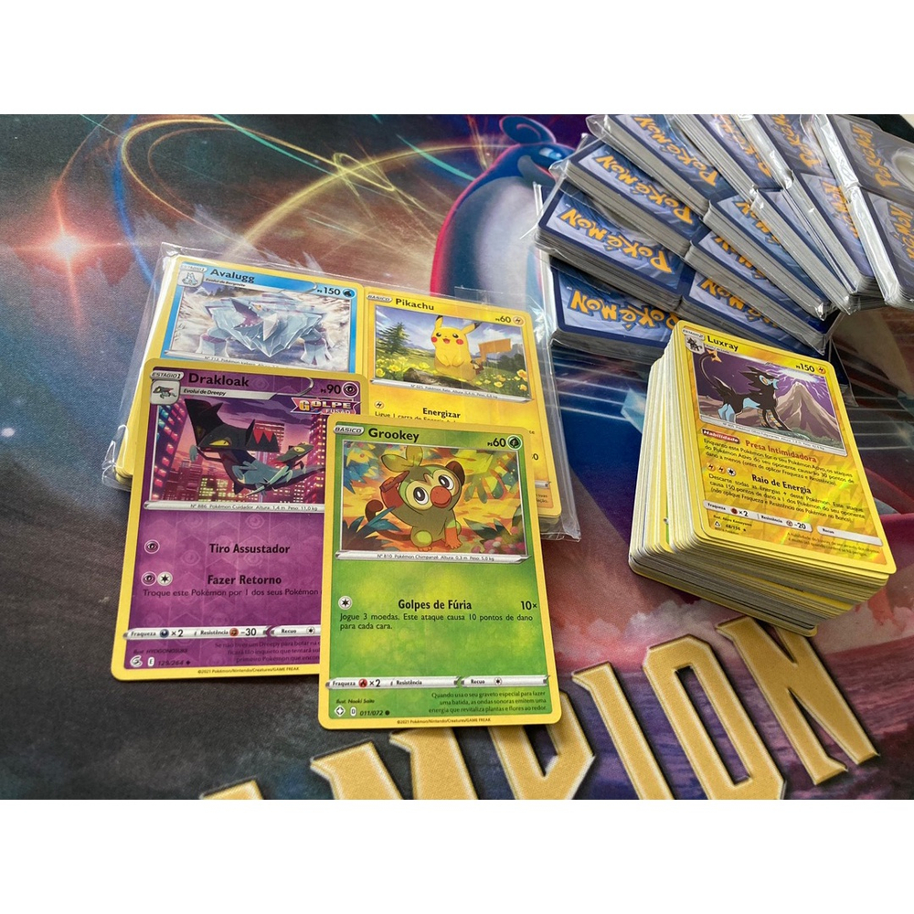 Lote 100 Cartas Pokemon + 2GX ou EX + Brinde