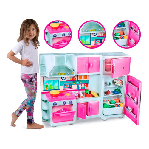 Kit Brinquedo Infantil Mercadinho Carrinho De Compras Barbie Chef