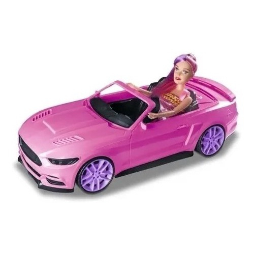 Carrinho Carro Rosa Conversível 2 Lugares De Barbie + Boneca na