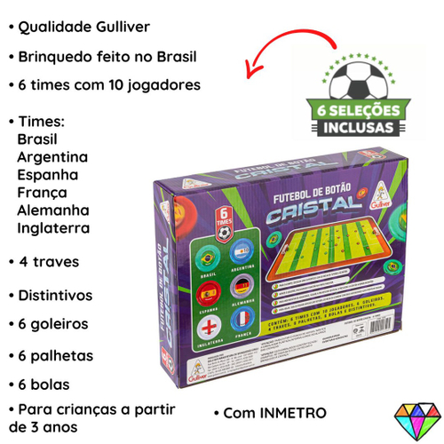 Kit Jogo Futebol De Botão Completo Seleções 2 Clássicos Original Gulliver  em Promoção na Americanas