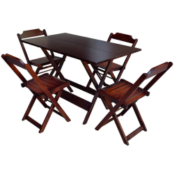 Conjunto de Mesa com 4 Cadeiras de Madeira Dobravel 120x70 Imbuia é boa?