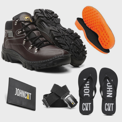 Kit com Bota Adventure + Chinelo + Carteira e Cinto