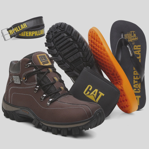 Kit Bota Caterpillar Bone Carteira Cinto