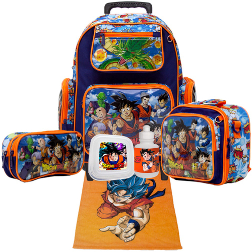 Mochila Masculina Infantil de Rodinha Dragon Ball com Itens na