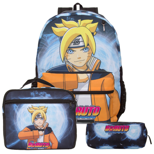 Mochila Escolar Passeio Juvenil Boruto Kit Completo Anime Naruto