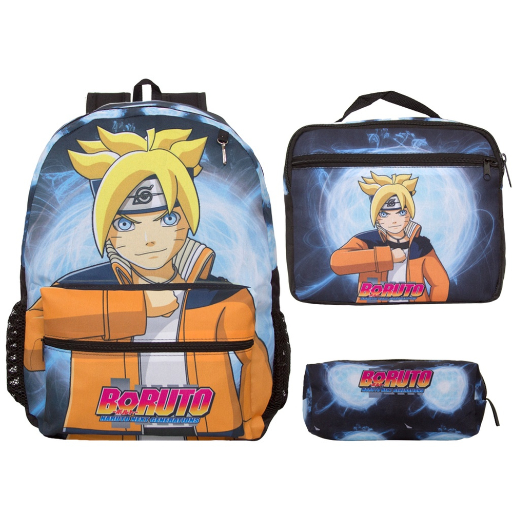 Kit Mochila Costas Estojo Menino Menina Boruto Naruto Hinata