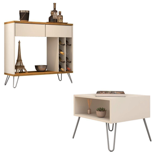 Conjunto Aparador Bar Buffet Com Mesa De Centro Cartier Off White Lyam Decor Em Promocao Ofertas Na Americanas