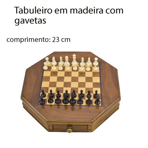 Jogo De Xadrez Dama Tabuleiro Em Madeira Com Gaveta