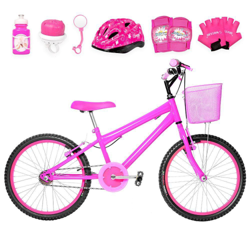 Bicicleta infantil para meninas de 3 á 7 anos na cor rosa com kit de  proteção em Promoção na Americanas