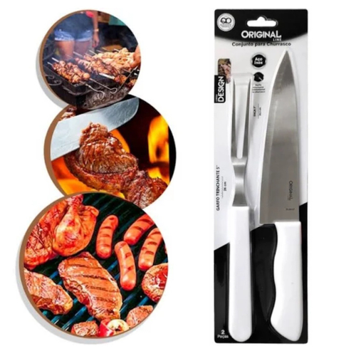 Kit Churrasco RAM - Garfo e Faca - Aço Inox Acabamento Black