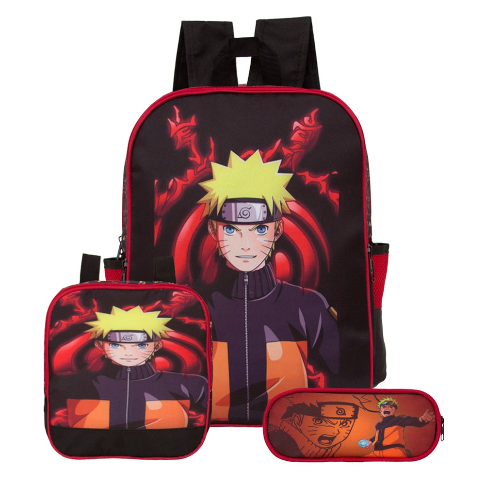 Mochila Escolar Infantil De Costas Desenho Naruto 34Cm