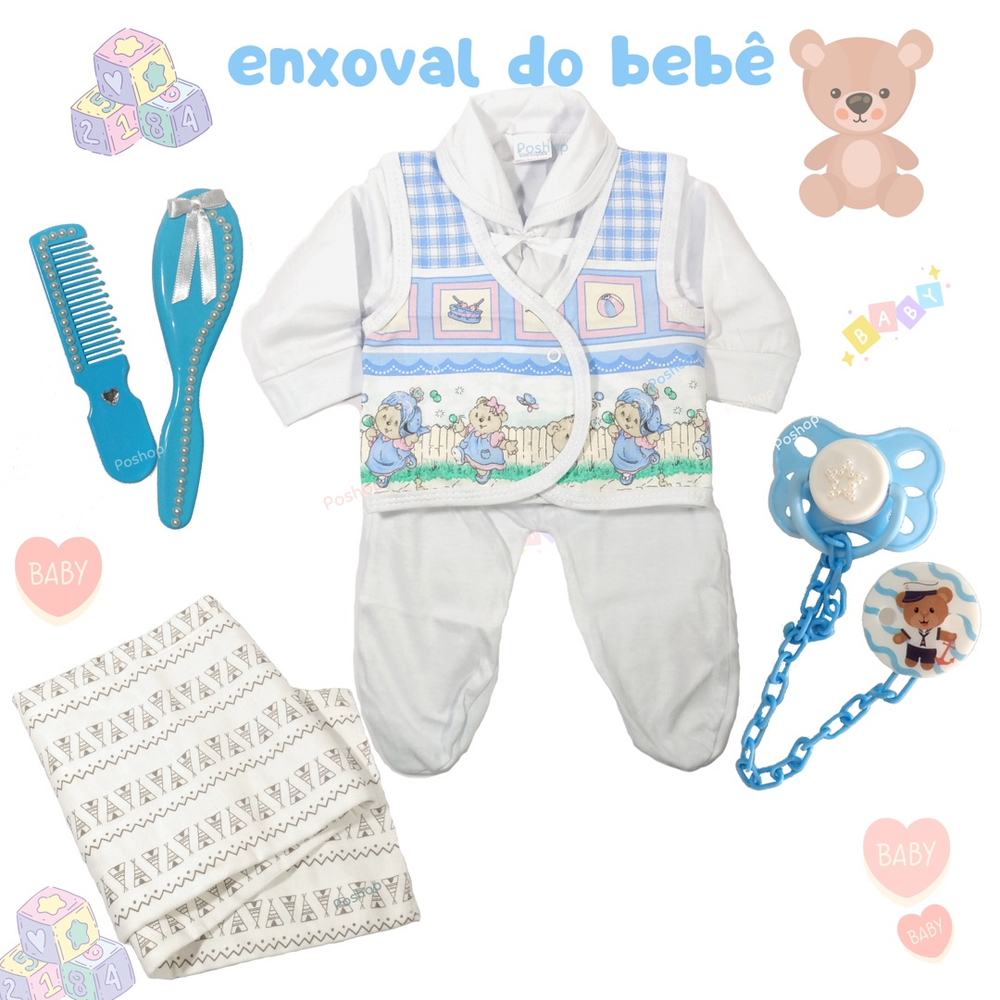 Bebê Reborn Menino Realista Muito Fofo com Enxoval e Chupeta