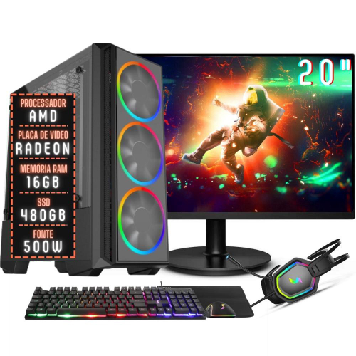 PC Gamer Completo Barato com Monitor, Teclado, Mouse e Cadeira