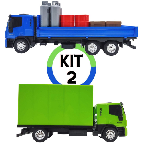 Kit 2 Veículos De Brinquedo Iveco - 1 Caminhão Expresso + 1