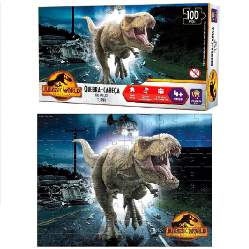 Jurassic World - Quebra Cabeça 100 peças, Indominus - Mimo Play - Mimo Toys