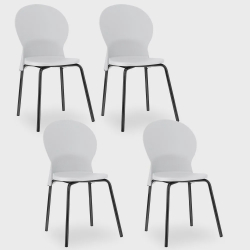 Kit 04 Cadeiras Fixa Base Preta Luna F02 Branco - Lyam Decor Menor preço em Kit 04 Cadeiras Fixa Base Preta Luna F02 Branco - Lyam Decor