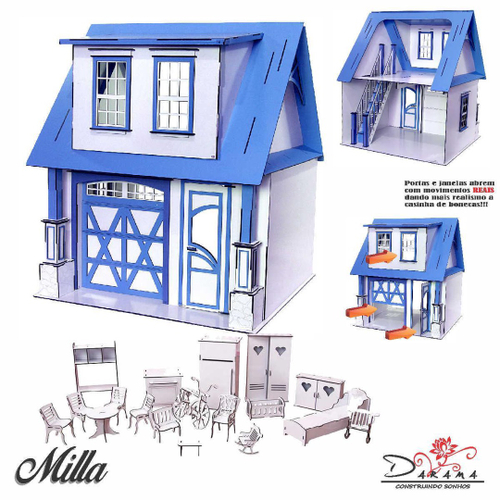 Casa Bonecas Escala Barbie Com Garagem Milla Rubrum Darama no Shoptime