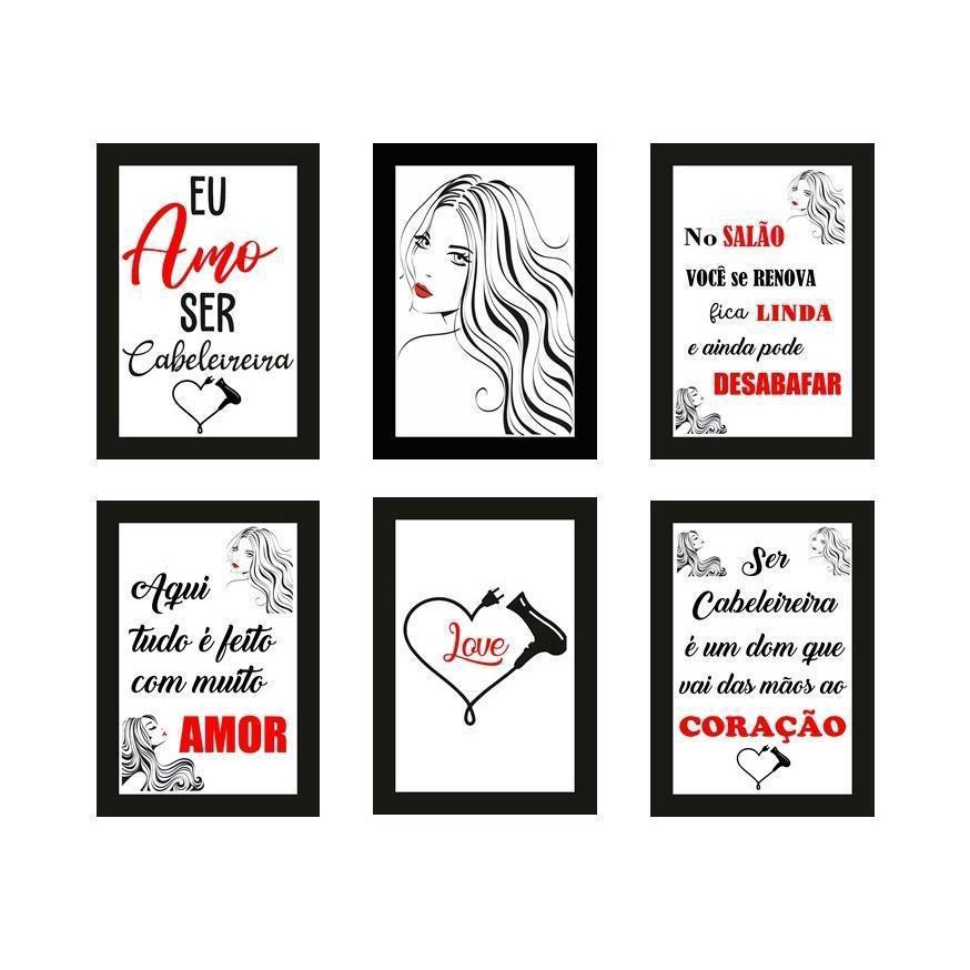 Quadros Cabeleireira Salão Beleza Decoração Frases 6 Peças em Promoção na  Americanas