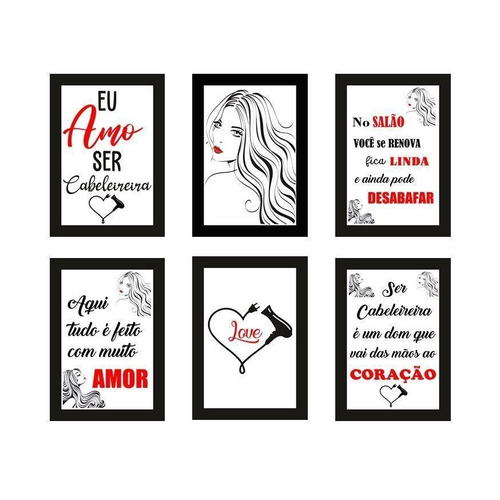 Quadros Cabeleireira Salão Beleza Decoração Frases 6 Peças em Promoção na  Americanas