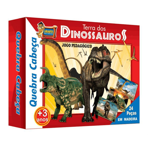 Jogo Quebra Cabeça 3D Dinossauros em MDF (Uriarte)