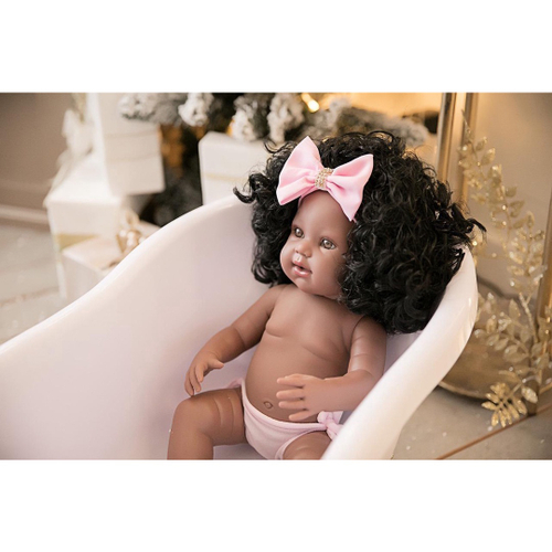 Bebê Reborn Original Linda Menina Cabelo Afro 100% Silicone em Promoção na  Americanas