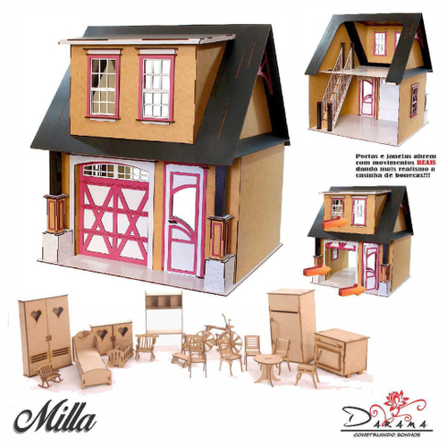 Casa Bonecas Escala Barbie Com Garagem Milla Rubrum Darama no Shoptime