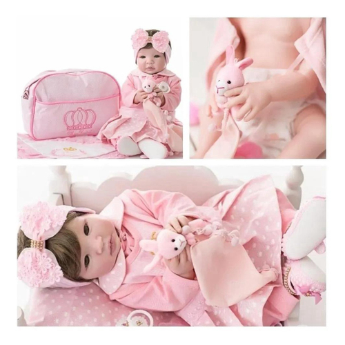 Bebe Reborn Menina Silicone Princesa Castanho Boneca Barata no Shoptime