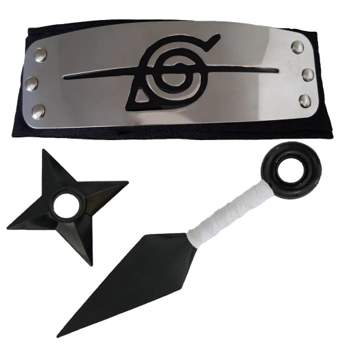 Kit Presente Kunais - Bandana Konoha, Colar Akatsuki & Tsunade