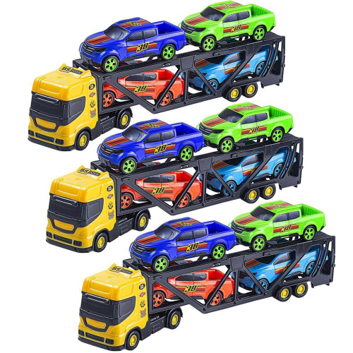 Kit 2 Cegonheira Truck Carreta Caminhão Brinquedo Com 8 Carros