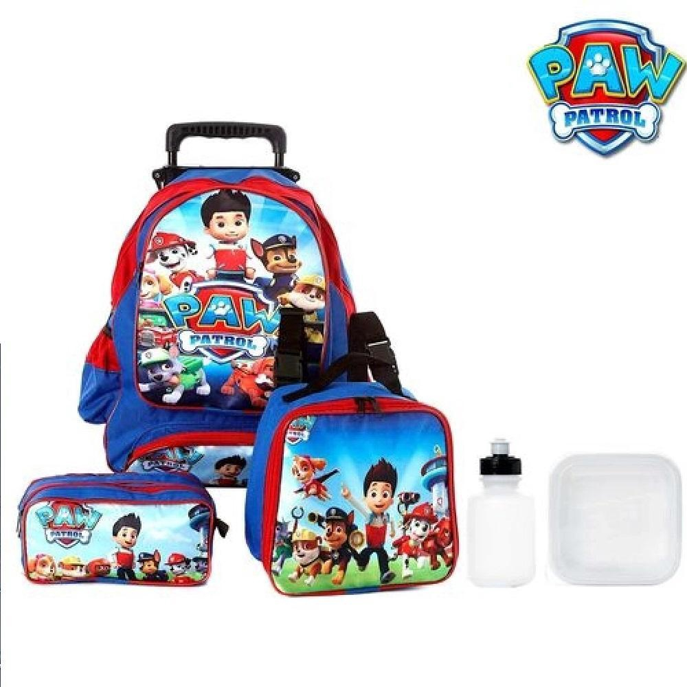 Kit Mochila Infantil Escolar Patrulha Canina Com Rodinha Submarino