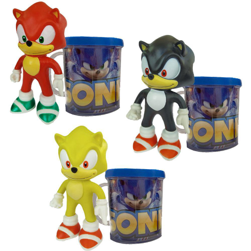 Kit 2 Bonecos Grandes 25cm Sonic Azul E Vermelho Collection