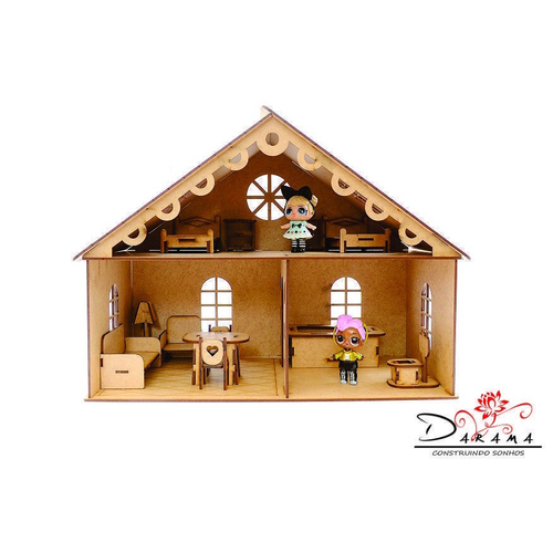 Kit Casa De Bonecas Barbie E Moveis Lian Em Mdf Cru 18 Pc - Darama no  Shoptime