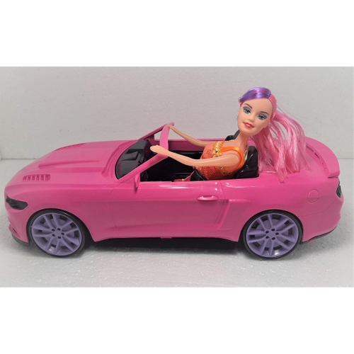 Carrinho Carro Rosa Conversível Boneca Compatível Com Barbie na