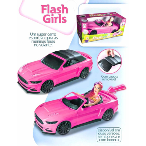 Carrinho Carro Rosa Conversível 2 Lugares De Barbie + Boneca na