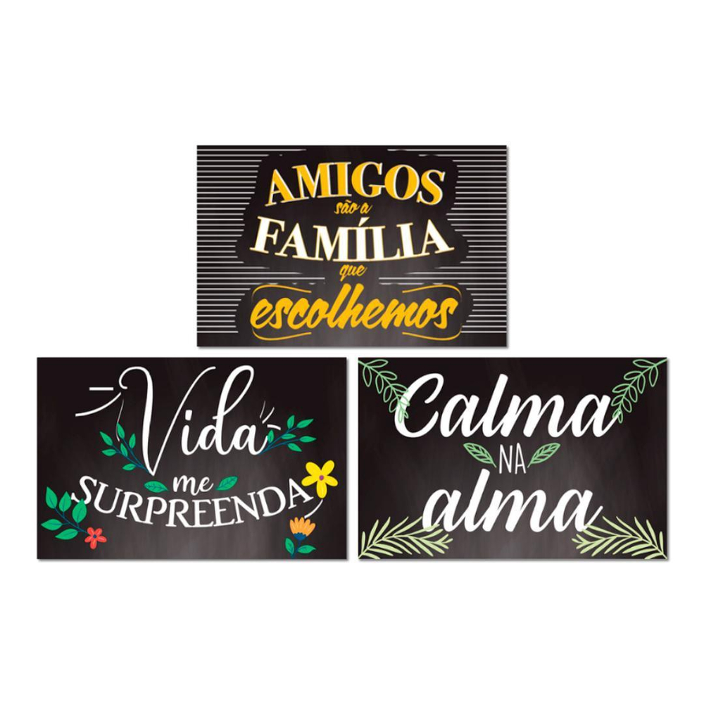 Kit 3 Placas Decorativas Frases Motivacionais Mdf 20x30 Cm No Shoptime