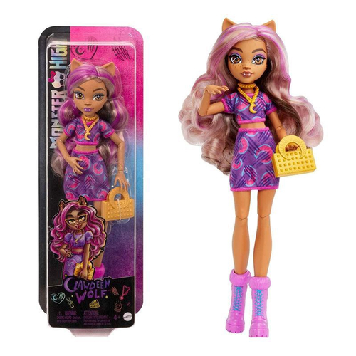 Boneca Monster High Clawdeen Wolf Cabelo Rosa Cachorro de Estimação e  Acessórios HHK52 Mattel