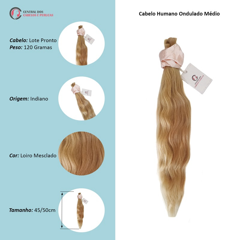 Cabelo Humano Loiro Ondulado Tecido 110g 53cm Lindo