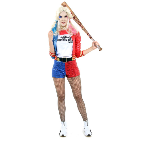 Fantasia Arlequina Harley Quinn Adulta de Luxo Com Tiara Chapéu em Promoção  na Americanas