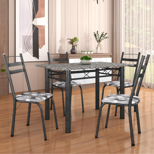 Conjunto Mesa de Jantar Preto Dubai 1,35m mdf com 4 Cadeiras Castanho /  Cacau em Promoção na Americanas