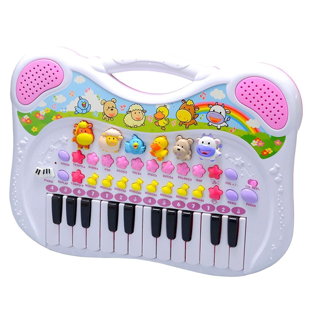 Piano Teclado Musical Infantil Bebe Sons Animais Eletronico em