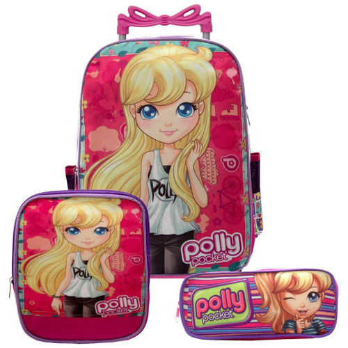 Kit Mochila G Polly Pocket 19M Costas + Lancheira Original