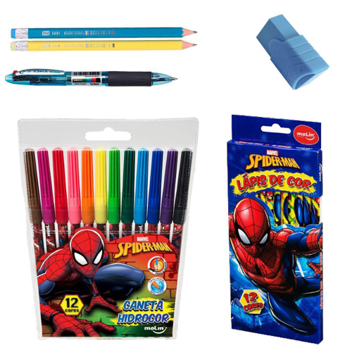 Kit Colorir com Lápis de Cor Homem Aranha