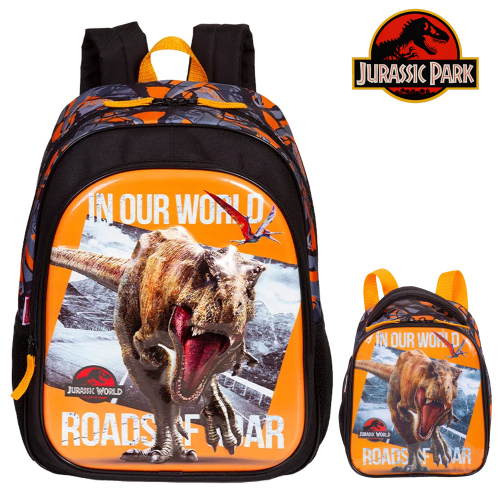 Kit Mochila Infantil Escolar Jurassic World Dinossauro Dino Costas